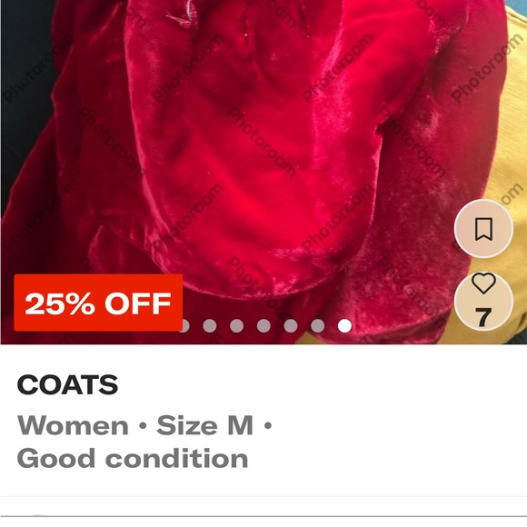 Vintage real velvet material women's dressy deep red coat - Picture 3 of 11